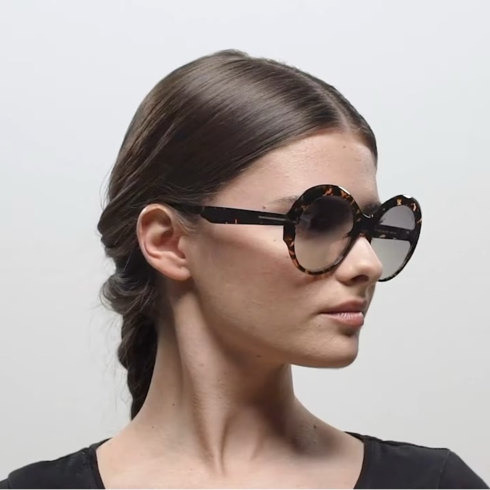 TOM FORD GINGER DARK HAVANA/BROWN GRADIENT SUNGLASSES TF873